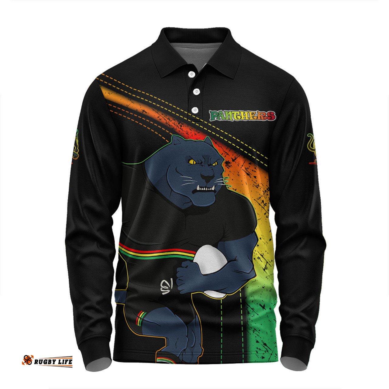 Penrith Panthers Long Sleeve Polo Shirt Custom Team Of Us Die Hard Fan Supporters