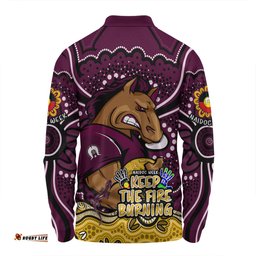 Brisbane Broncos Long Sleeve Polo Shirt Aboriginal Inspired Naidoc Week Custom For Die Hard Fan Supporters