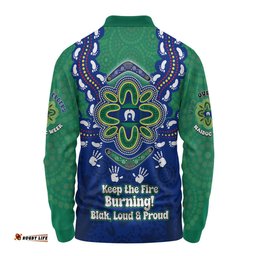 Australia Long Sleeve Polo Shirt Torres Strait Aboriginal Inspired Naidoc Symbol Pattern