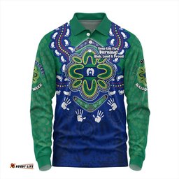Australia Long Sleeve Polo Shirt Torres Strait Aboriginal Inspired Naidoc Symbol Pattern