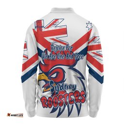 Sydney Roosters Long Sleeve Polo Shirt - Happy Australia Day We Are One And Free V2