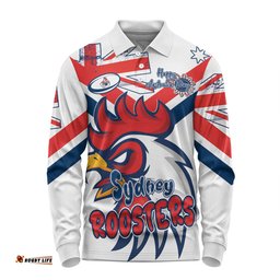 Sydney Roosters Long Sleeve Polo Shirt - Happy Australia Day We Are One And Free V2