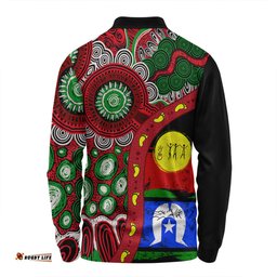 Australia Long Sleeve Polo Shirt Naidoc Week Indigenous Culture Inspired Dot Art Painting With Hunting