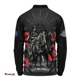 Australia Long Sleeve Polo Shirt - Anzac Day Lest We Forget The Light Horse