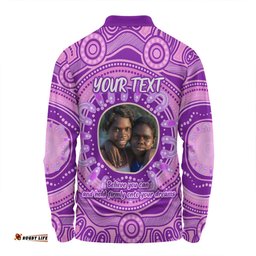 Australia Aboriginal Custom Long Sleeve Polo Shirt - Believe You Can And Hold Firmly Onto Your Dreams Personalised Photo (Purple) Long Sleeve Polo Shirt