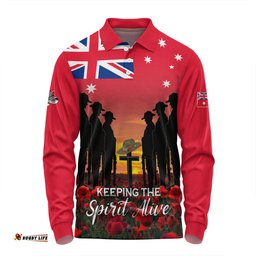 Australia Long Sleeve Polo Shirt - Anzac Day Australian Red Ensign