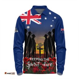 Australia Long Sleeve Polo Shirt - Anzac Day Keeping The Spirit Alive With Australia Flag