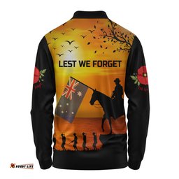 Australia Long Sleeve Polo Shirt Lest We Forget Anzac Horse Brigade