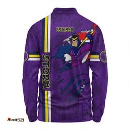 Melbourne Storm Long Sleeve Polo Shirt - Happy Australia Day Flag Scratch Style