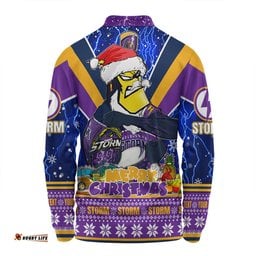 Melbourne Storm Christmas Custom Long Sleeve Polo Shirt - Storm Man Santa Claus Aussie Big Things Long Sleeve Polo Shirt
