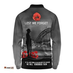 Australia Long Sleeve Polo Shirt At The Going Down Of The Sun We Will Remember Them