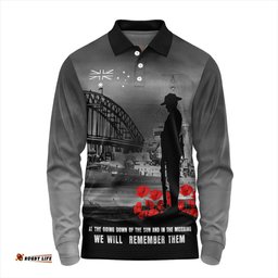 Australia Long Sleeve Polo Shirt At The Going Down Of The Sun We Will Remember Them