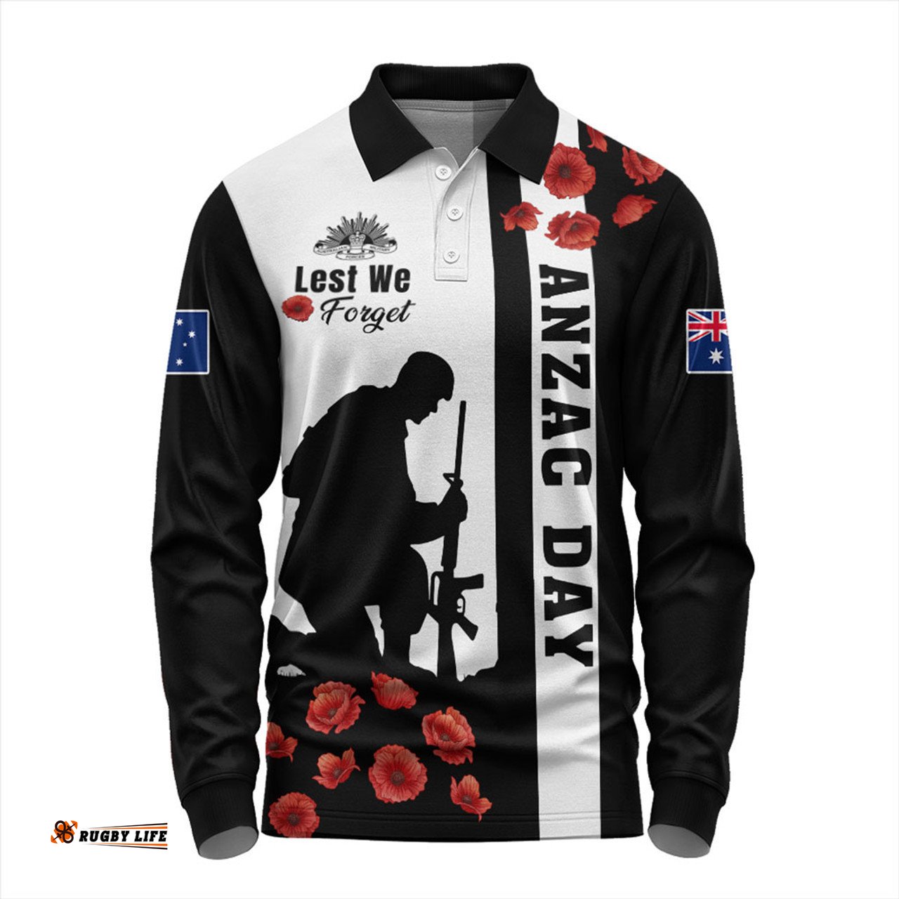 Australia Long Sleeve Polo Shirt Anzac Day Lest We Forget Simple Style