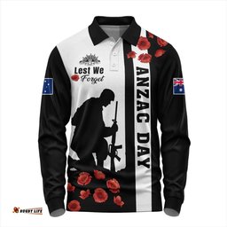 Australia Long Sleeve Polo Shirt Anzac Day Lest We Forget Simple Style