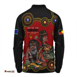 Australia Long Sleeve Polo Shirt Indigenous Culture Naidoc Week Keep The Fire Burning! Blak, Loud & Proud