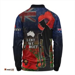 Australia Long Sleeve Polo Shirt - Custom Anzac Day Lest We Forget Red Poppies