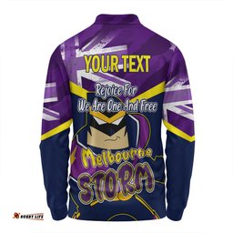 Melbourne Storm Long Sleeve Polo Shirt - Happy Australia Day We Are One And Free