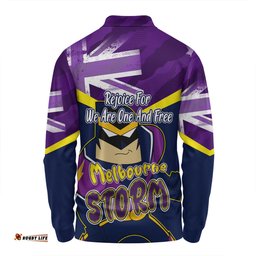 Melbourne Storm Long Sleeve Polo Shirt - Happy Australia Day We Are One And Free