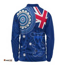 Australia Long Sleeve Polo Shirt Flag With Koala Aboriginal