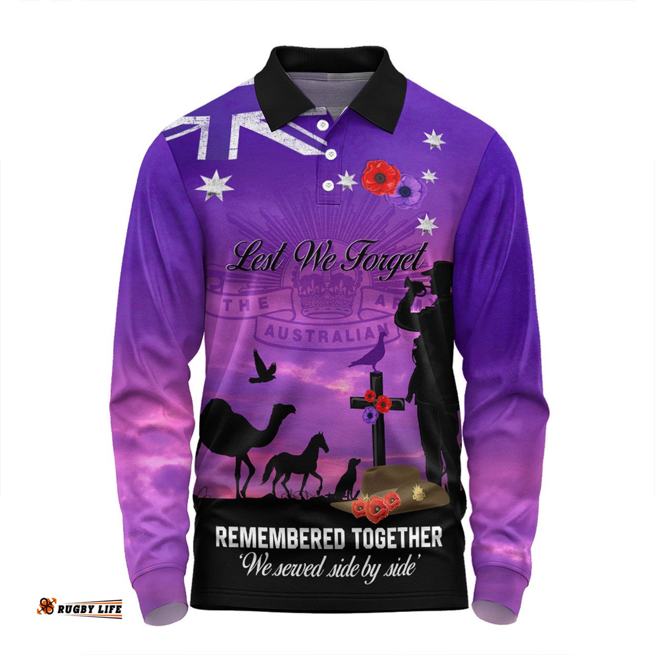 Australia Anzac Day Long Sleeve Polo Shirt - Anzac Day We Served Side By Side Long Sleeve Polo Shirt