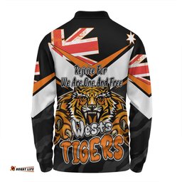 Wests Tigers Long Sleeve Polo Shirt - Happy Australia Day We Are One And Free