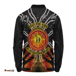 Australia Long Sleeve Polo Shirt Naidoc Week Aboriginal Pattern Hand Symbols