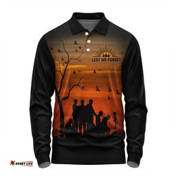Australia Long Sleeve Polo Shirt - Anzac Day Australia And New Zealand Remembers