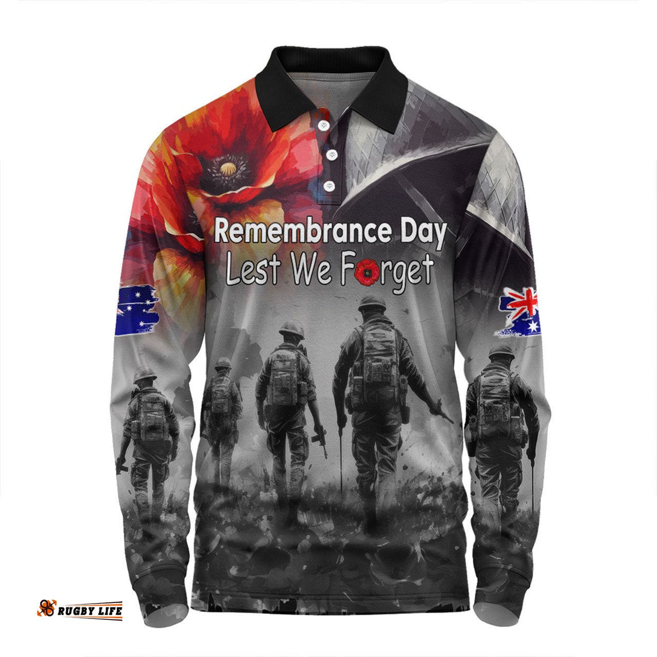 Australia Anzac Day Custom Long Sleeve Polo Shirt - Thank You For The Risks You Take Long Sleeve Polo Shirt