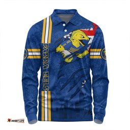 Parramatta Eels Long Sleeve Polo Shirt - Happy Australia Day Flag Scratch Style