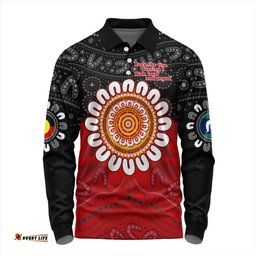 Australia Long Sleeve Polo Shirt Aboriginal Inspired Naidoc Half Concept