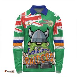 Canberra Raiders Long Sleeve Polo Shirt - Happy Australia Day We Are One And Free