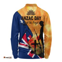 Australia Anzac Day Long Sleeve Polo Shirt - Anzac Day Flag Lest We Forget Long Sleeve Polo Shirt