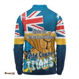 Gold Coast Titans Long Sleeve Polo Shirt - Happy Australia Day We Are One And Free