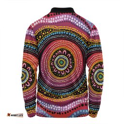 Australia Aboriginal Long Sleeve Polo Shirt - Aboriginal Showcasing Dot Art Design Long Sleeve Polo Shirt