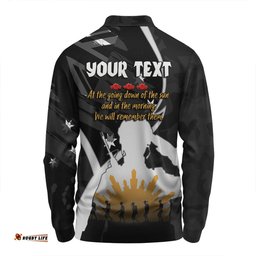 Australia Anzac Day Custom Long Sleeve Polo Shirt - Lest We Forget With Black Camouflage Pattern Long Sleeve Polo Shirt