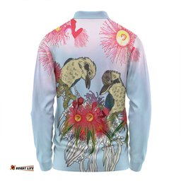 Australia Kookaburra Long Sleeve Polo Shirt - Couple Kookaburra With Eucalyptus Flower Art Long Sleeve Polo Shirt