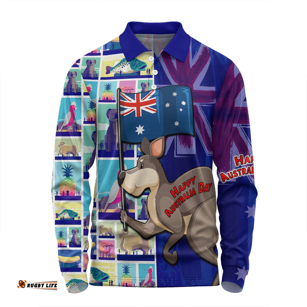 Australia Custom Long Sleeve Polo Shirt - Happy Australia Day With Big Things Long Sleeve Polo Shirt