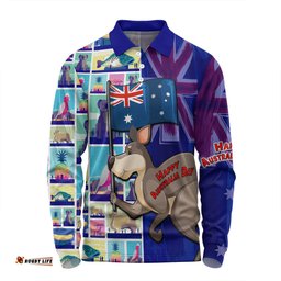 Australia Custom Long Sleeve Polo Shirt - Happy Australia Day With Big Things Long Sleeve Polo Shirt