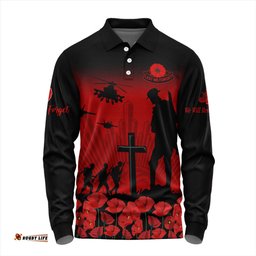 Australia Long Sleeve Polo Shirt Lest We Forget Red Poppies Special Style