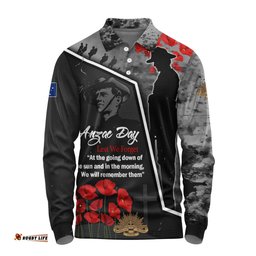 Australia Long Sleeve Polo Shirt - Remembering The Anzacs