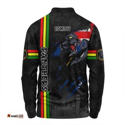 Penrith Panthers Long Sleeve Polo Shirt - Happy Australia Day Flag Scratch Style