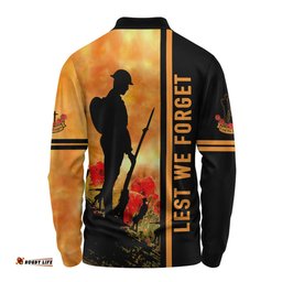 Australia Long Sleeve Polo Shirt Lest We Forget Quater Style