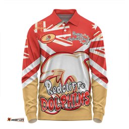 Redcliffe Dolphins Long Sleeve Polo Shirt - Happy Australia Day We Are One And Free