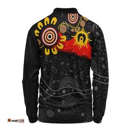 Australia Long Sleeve Polo Shirt Aboriginal Indigenous Dot Painting With Flag