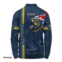 North Queensland Cowboys Long Sleeve Polo Shirt - Happy Australia Day Flag Scratch Style