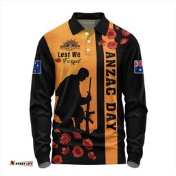 Australia Long Sleeve Polo Shirt Lest We Forget Sunset Simple Style