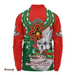 South Sydney Rabbitohs Long Sleeve Polo Shirt Aboriginal Inspired Naidoc Symbol Pattern