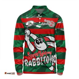 South Sydney Rabbitohs Long Sleeve Polo Shirt - Happy Australia Day We Are One And Free