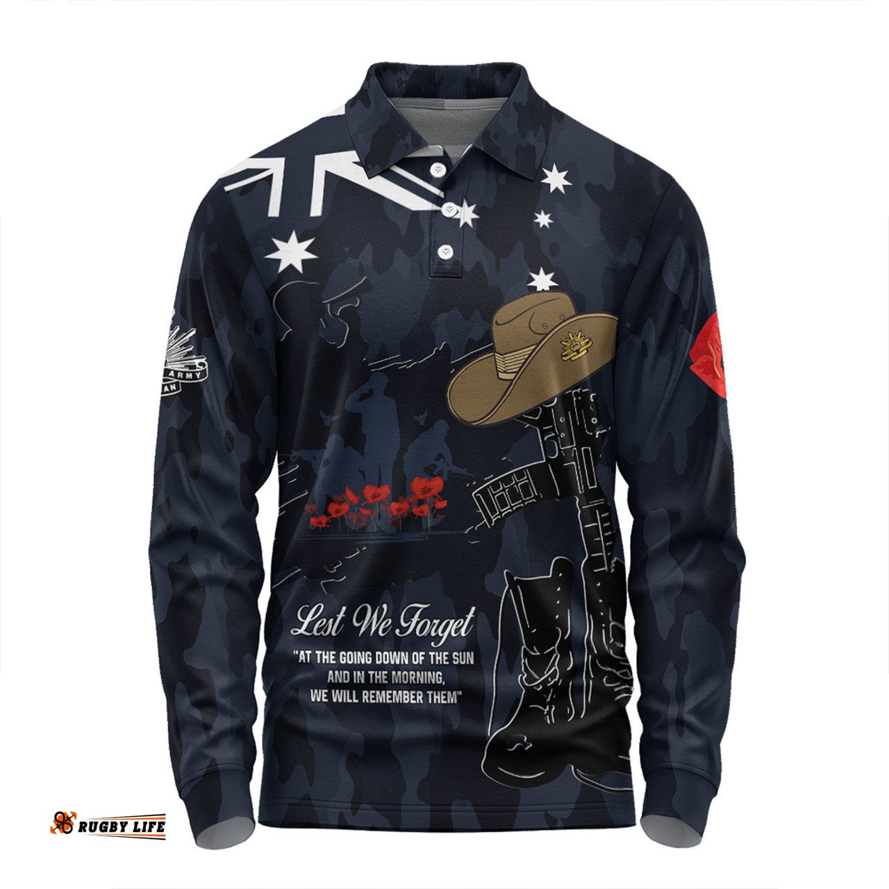 Australia Anzac Day Long Sleeve Polo Shirt - Anzac Day The Australian Army Long Sleeve Polo Shirt