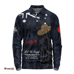 Australia Anzac Day Long Sleeve Polo Shirt - Anzac Day The Australian Army Long Sleeve Polo Shirt